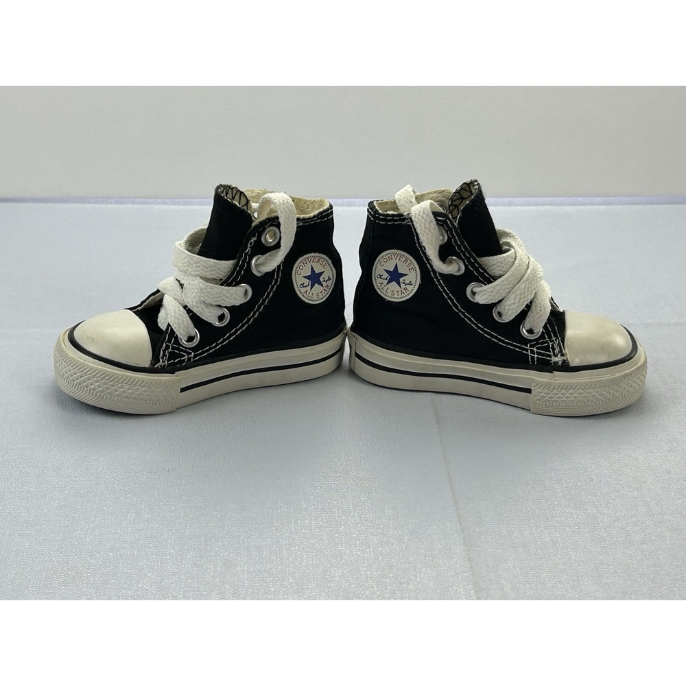 Converse All Star Infant Size 2 Black High Top Chuck Taylor Canvas Sneakers - Picture 2 of 9